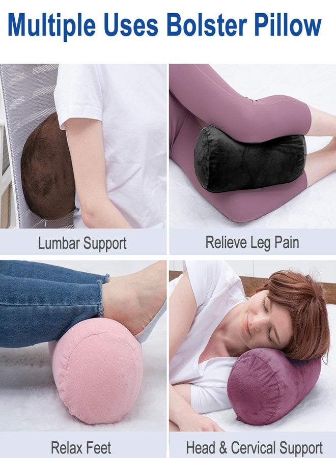 1 MIDDLE ONE Round Cylinder Bolster Pillow with Removable Velvet Cover, Tube Roll Cervical Pillow for Head, Neck, Back and Legs Support, 13" x 6", Black - Image 4