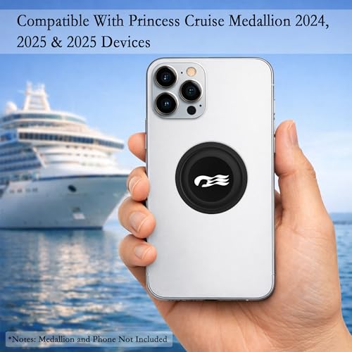 GudCoaks [5 Pack] Princess Cruise Medallion Holders for iPhone, Android, and All Devices - Stickers Cell Phone Holder Accessories for Carnival Ocean Medallion (Black/White/Blue/Red/Pink) - Image 2