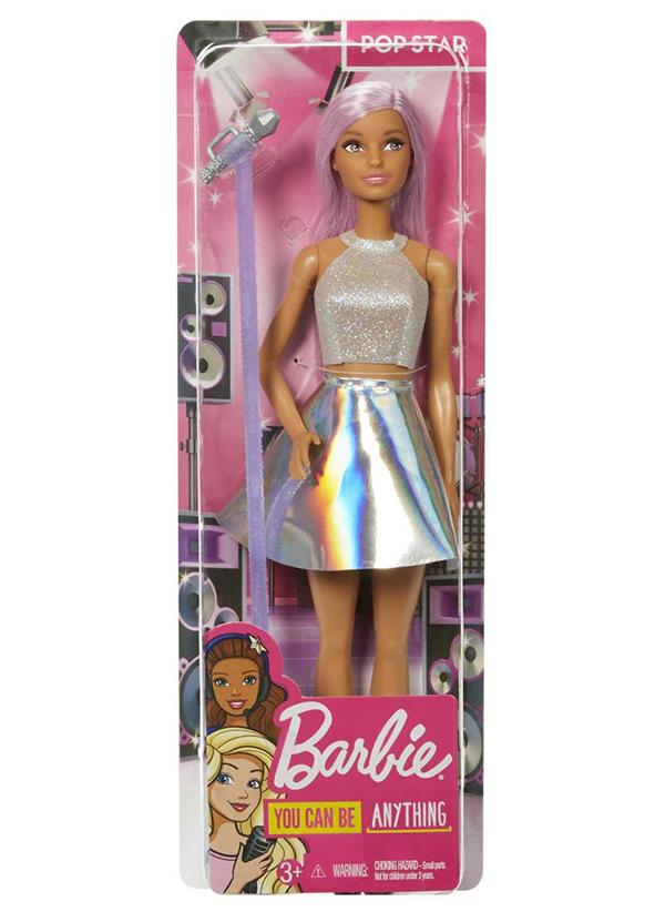 Barbie Pop Star Doll Dressed In Iridescent Skirt with Microphone and Pink Hair, Gift for 3 to 7 Year Olds - Image 1