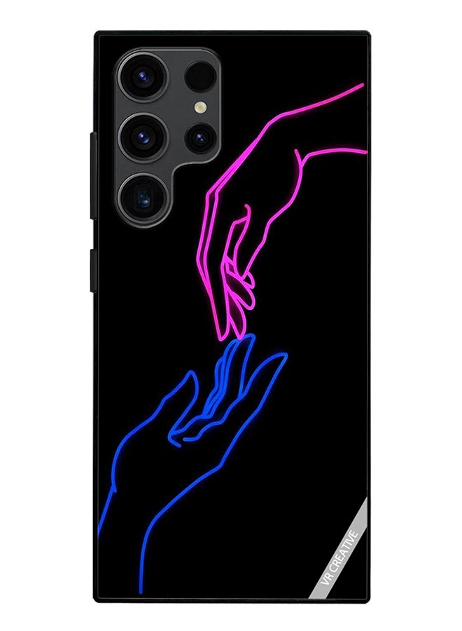 VR CREATIVE Protective Case Cover For Samsung Galaxy S24 Ultra Hands In Neon Lights Design Multicolour - Image 1