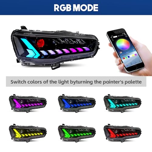 HCMOTIONZ Fit for Mitsubishi Lancer & EVO X 2008-2020 Head Lamps With LED DRL Start UP Animation LED Sequential Turn Signal light… - Image 4