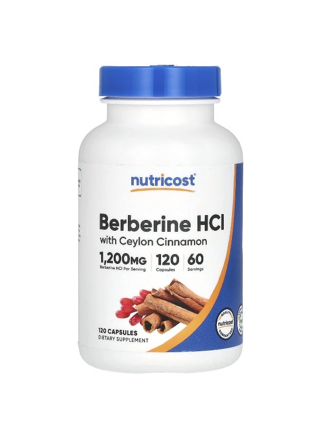 نوتريكوست، بيربرين HCl مع قرفة سيلون، 1,200 ملغ، 120 كبسولة (600 ملغ لكل كبسولة)