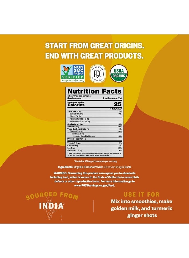 FGO Organic Turmeric Powder w/Curcumin, 2 Pound / 32oz Bulk Resealable Pouch, USDA Organic and Non-GMO, Sourced from India, Packaging May Vary (Pack of 1) - Image 4