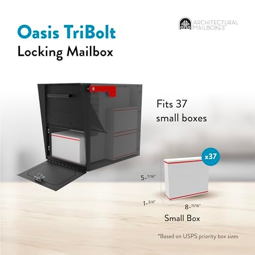 Architectural Mailboxes Oasis® TriBolt™ Secure, Anti-Pry Locking USPS Approved Heavy duty, Steel Metal Post Mount Mail Box for outside, Black Extra Large Curbside Mailbox with Magnet & Waterproof Door - Image 3