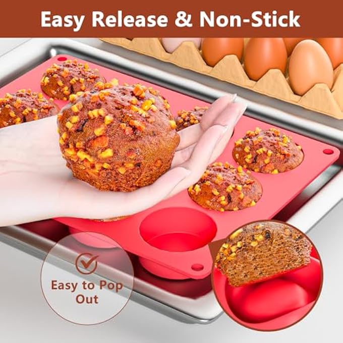 2 Inch Round Muffin Top Pan3 Pcs 12 Cups Egg Bites Silicone MoldCupcake Pan Molds For Baking English Muffins And Egg BitesCookiesTartsWhoopie PiesMini CakesBiscuitsBuns - Image 4