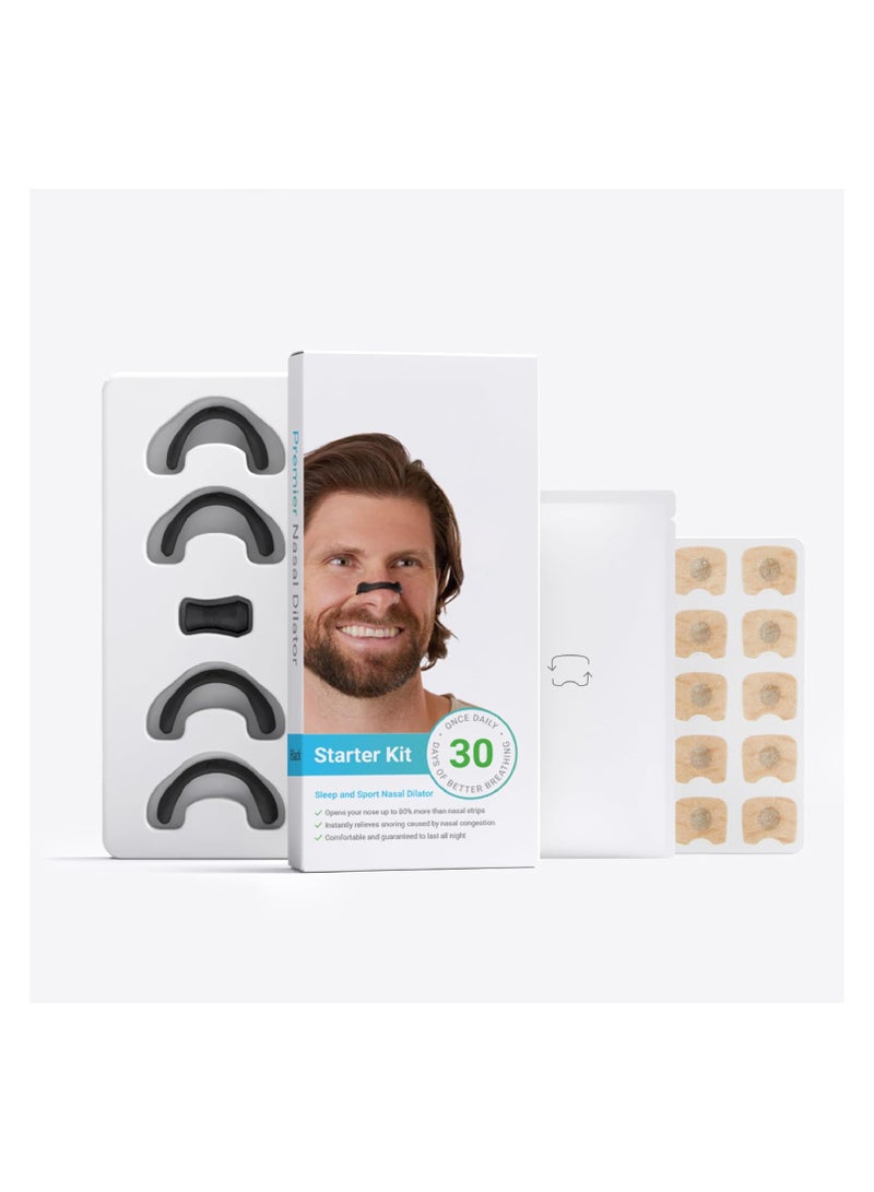SYOSI 30 Count Breathing Nasal, Strip Starter Kit, Boost Oxygen, Reduce Snoring, Improve Sleep Quality, Sweat Resistant, Skin Safe Nasal Strips, Extra Strength Snoring Solution (Black) - Image 1