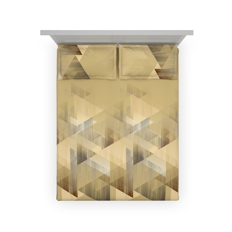 DDECOR Live beautiful Ddecor Memento Collection Bedsheet Set - 100% Cotton Bedsheet for Double Bed, Geometric 145 TC Double Bedsheet with 2 Pillow Covers - Brown  - Image 3