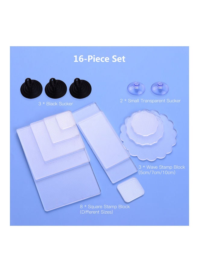 NIBEMINENT Pack Of 16 Wave And Square Acrylic Stamp Blocks Clear - Image 2