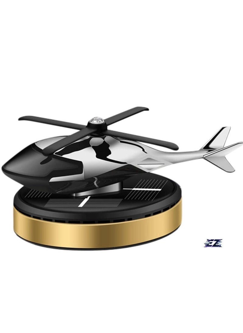 ELTRAZONE Solar Energy Rotating Helicopter Diffuser – Car Air Freshener, Long-Lasting Fragrance, Essential Oil Diffuser, Odor Eliminator, Home & Office Decor (Gold) - Image 1
