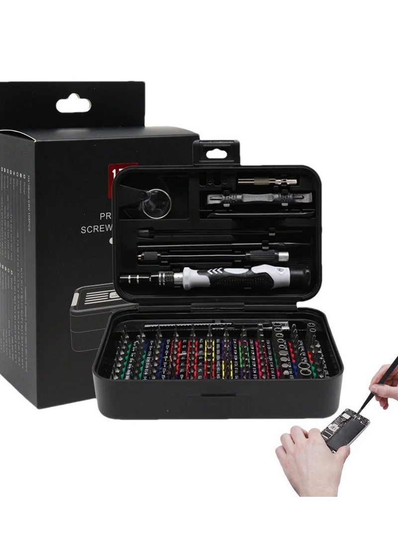 Mini Precision Screwdriver Set with Color-coded Identification, 132 in 1 Micro Magnetic Repair Tool Kits with Storage Box, 108 Bits,Small Manual Screw Driver Toolkits for iPhone/Mac/iPad/Table-Black