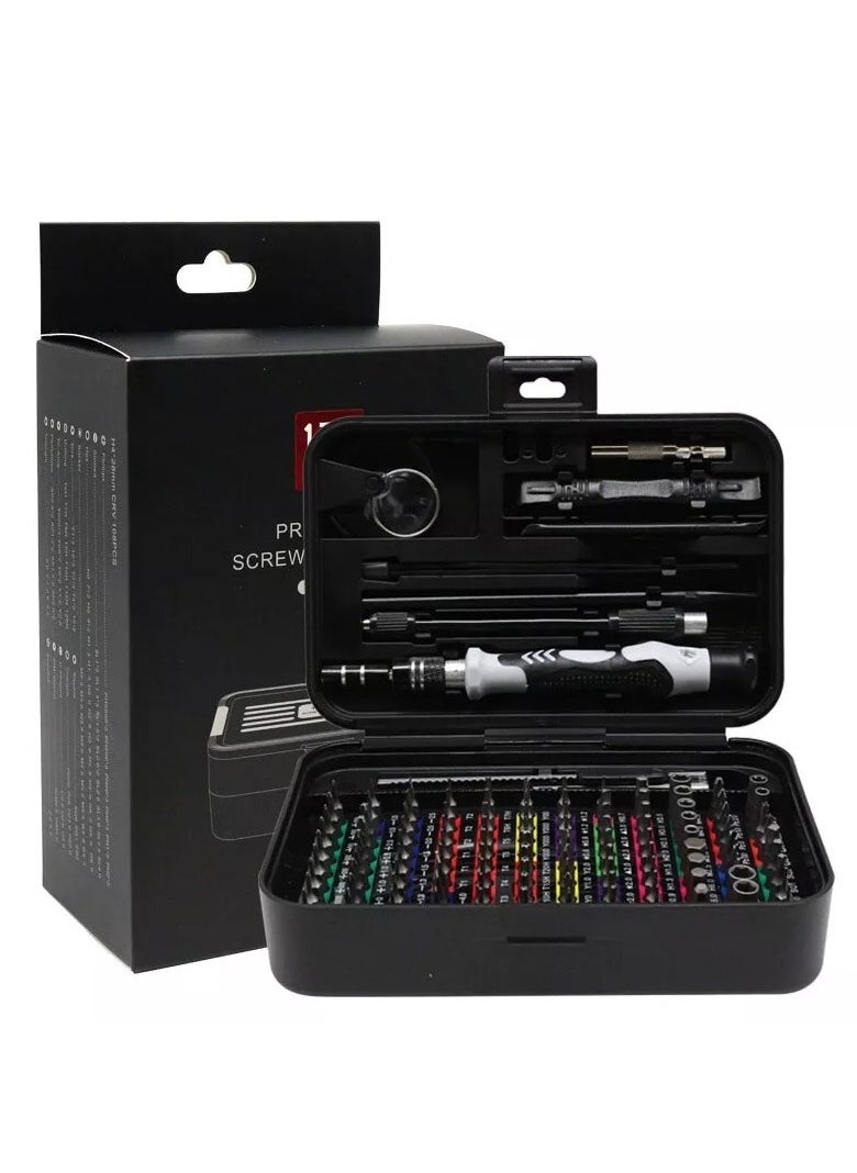 Mini Precision Screwdriver Set with Color-coded Identification, 132 in 1 Micro Magnetic Repair Tool Kits with Storage Box, 108 Bits,Small Manual Screw Driver Toolkits for iPhone/Mac/iPad/Table-Black