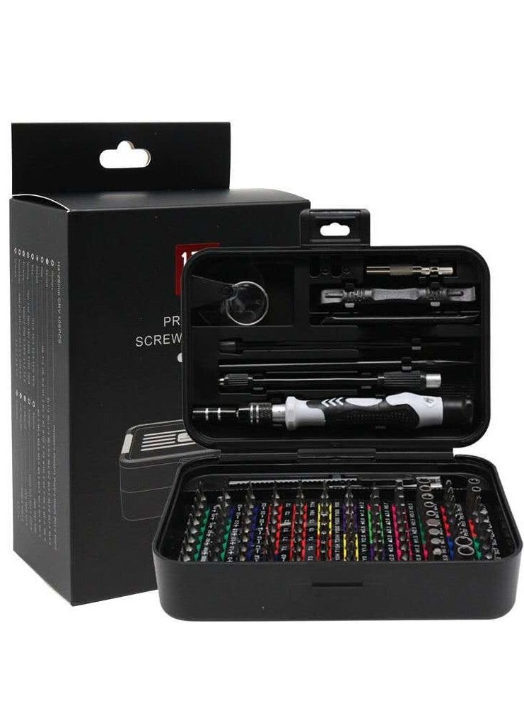 Mini Precision Screwdriver Set with Color-coded Identification, 132 in 1 Micro Magnetic Repair Tool Kits with Storage Box, 108 Bits,Small Manual Screw Driver Toolkits for iPhone/Mac/iPad/Table-Black - Image 1