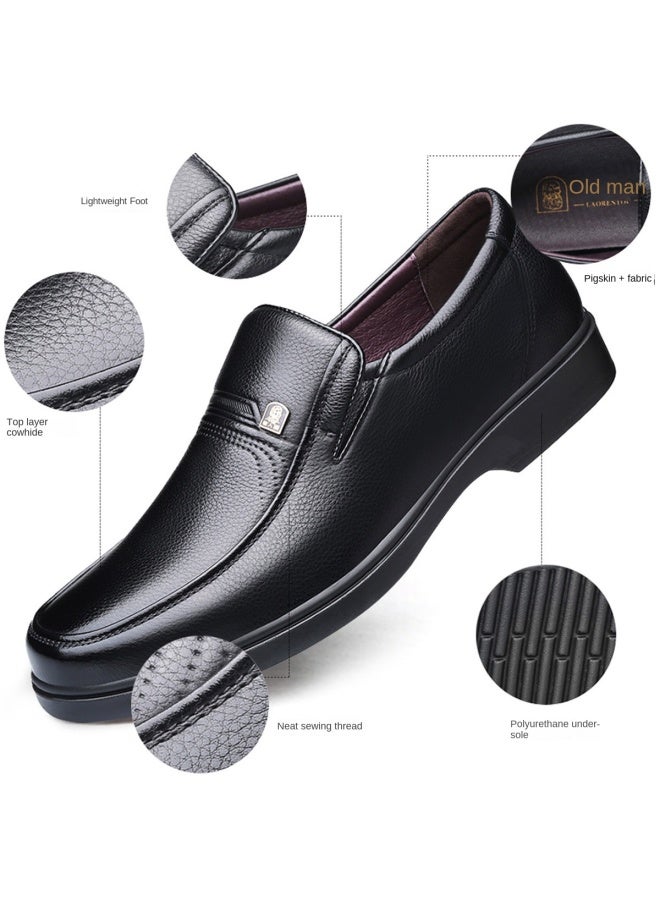 Old Man'S Head Men's Shoes Autumn Genuine Leather Business Casual Dress Shoes For Men, Breathable Soft Leather With Flexible Sole, Low-top Comfortable Dad Shoes For Middle-aged Men - Image 4