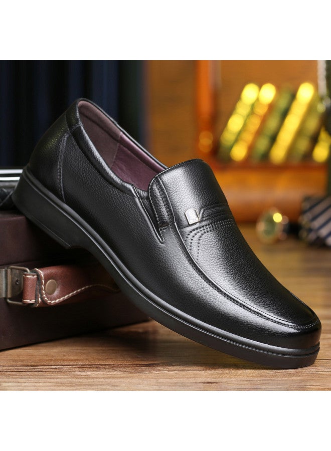 Old Man'S Head Men's Shoes Autumn Genuine Leather Business Casual Dress Shoes For Men, Breathable Soft Leather With Flexible Sole, Low-top Comfortable Dad Shoes For Middle-aged Men - Image 2