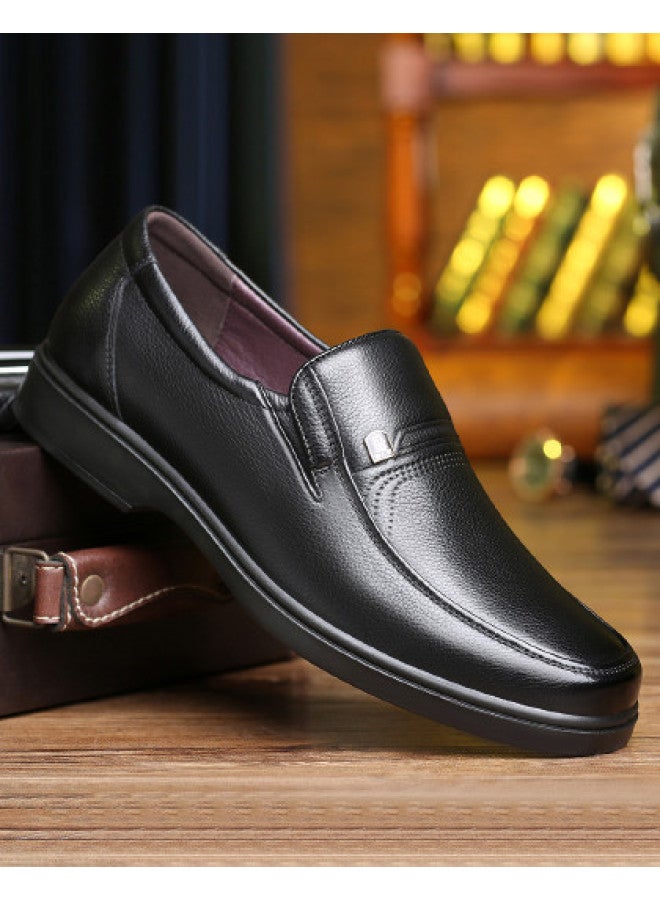 Old Man'S Head Men's Shoes Autumn Genuine Leather Business Casual Dress Shoes For Men, Breathable Soft Leather With Flexible Sole, Low-top Comfortable Dad Shoes For Middle-aged Men - Image 1