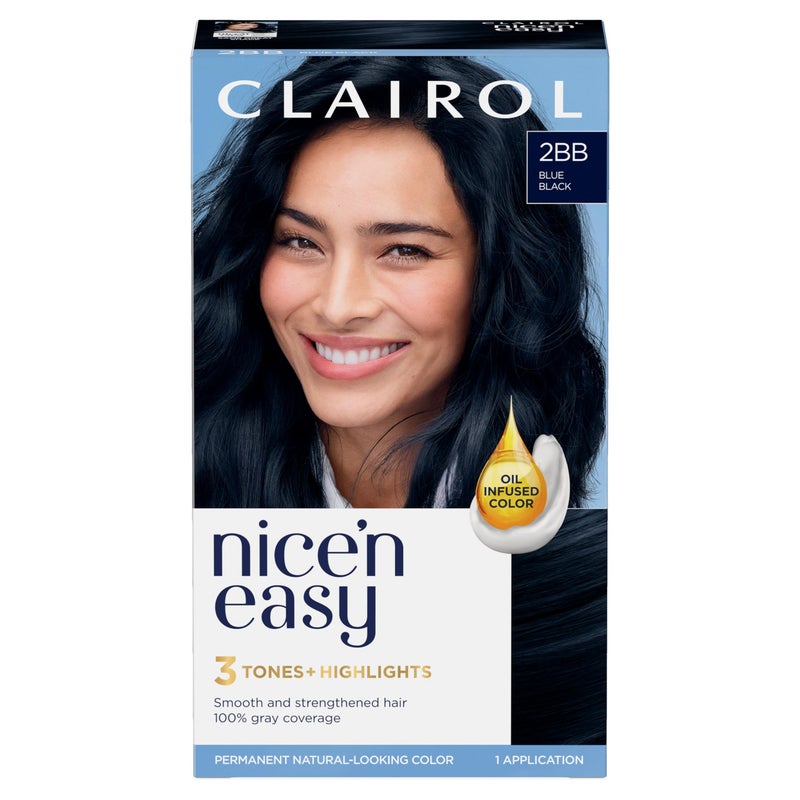 Clairol Nice'n Easy Permanent Hair Dye, 2BB Blue Black Hair Color, Pack of 1 - Image 1