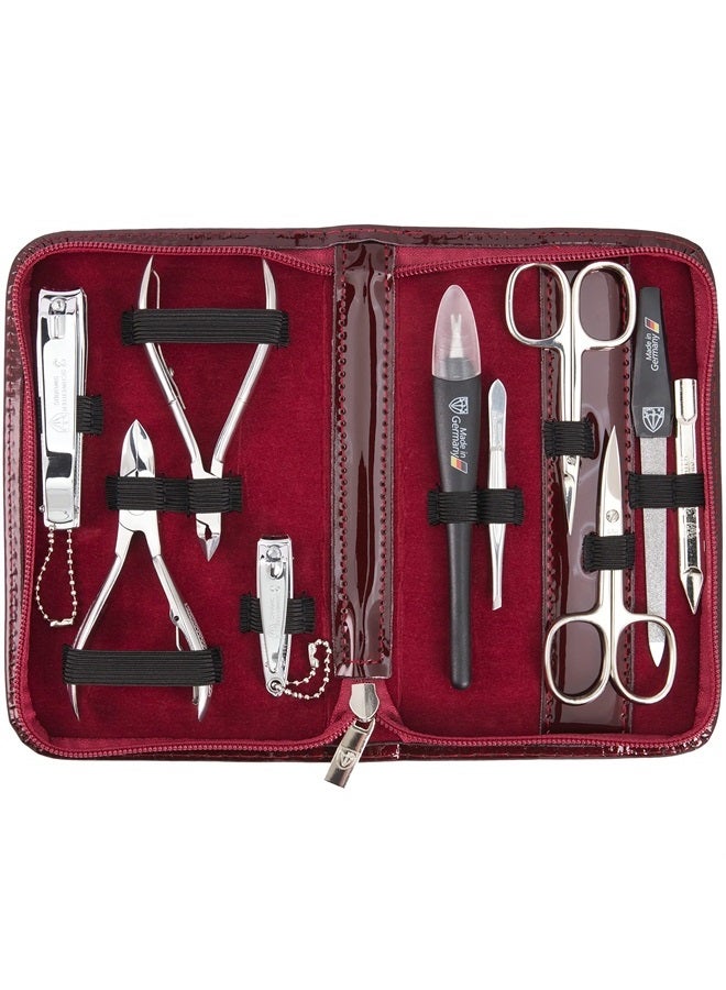 3 Swords Germany brand quality 10 piece manicure pedicure grooming kit set for professional finger & toe nail care scissors clipper fashion leather case in gift box, Made by 3 Swords (6226) - Image 1