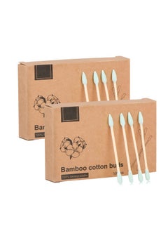 Yoseng 200Pcs Natural Bamboo Cotton Swabs, Eco-Friendly & Biodegradable - Comfortable And Soft,Plastic Free Double Ear Sticks For Ears Cleaning And Makeup,Dirt Removal,Crafts,Painting (Green)  - Image 1