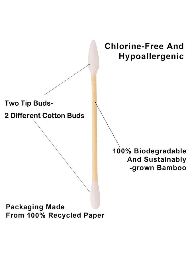 يوسينج 200 قطعة من أعواد القطن المصنوعة من الخيزران الطبيعي، صديقة للبيئة وقابلة للتحلل البيولوجي - مريحة وناعمة، خالية من البلاستيك، أعواد أذن مزدوجة لتنظيف الأذنين والمكياج وإزالة الأوساخ والحرف اليدوية والرسم (أخضر) - Image 3