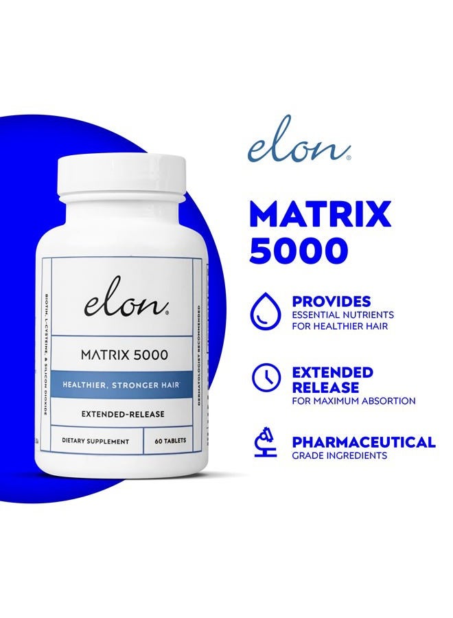 Elon Matrix 5000 Biotin Hair Vitamins (180 Hair Growth Pills) - Biotin 5000mcg Vitamins for Hair Growth w/Extended Release - Promotes Healthy & Strong Hair - Suitable for All Hair Types (60ct x - Image 2