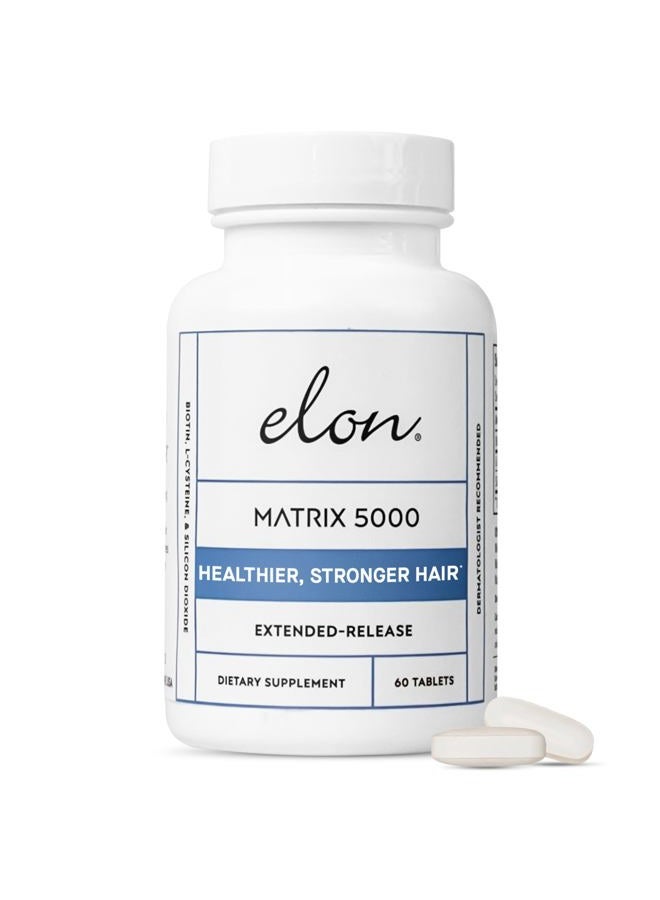 Elon Matrix 5000 Biotin Hair Vitamins (180 Hair Growth Pills) - Biotin 5000mcg Vitamins for Hair Growth w/Extended Release - Promotes Healthy & Strong Hair - Suitable for All Hair Types (60ct x - Image 1