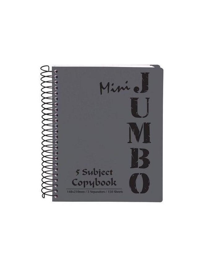 Mintra Mini Jumbo Wirebound Notebook, 200 Sheets, 210*148mm, 5 Materials, Reinforced Plastic Cover, Gray