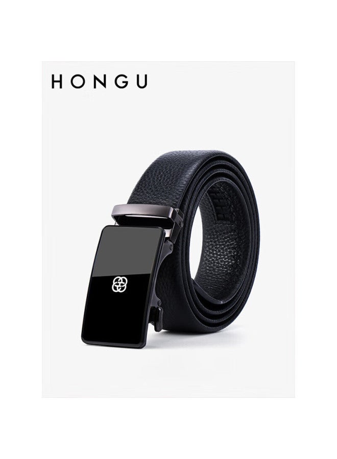 Hongu Men's Leather Belt Automatic Buckle Formal Waistband Jeans Belt Trendy 125cm Valentine's Day Gift - Image 1