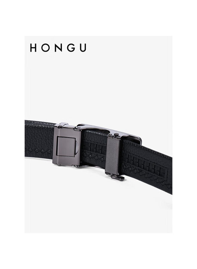 Hongu Men's Leather Belt Automatic Buckle Formal Waistband Jeans Belt Trendy 125cm Valentine's Day Gift - Image 2