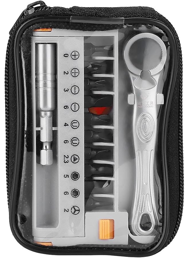 vesus wrench screwdriver bit set, portable mini quick ratchet socket wrench, 1/4 inch drive bit, vanadium steel hand repair tool for home appliances. - Image 1