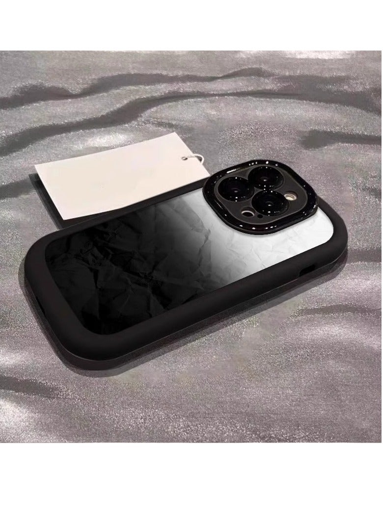 NIBEMINENT Minimal Gradient Protective TPU Case Cover For iPhone 15 Plus, Black/Crease Gradient