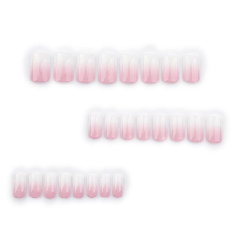 TOGZOM 24Pcs Ombre Press on Nails Medium Square Acrylic Fake Nails Pink White Gradation Fake Nails Glossy False Nails Ombre Stick on Nails Full Cover Glue on Nails for Women Girls Nails Decoration - Image 5