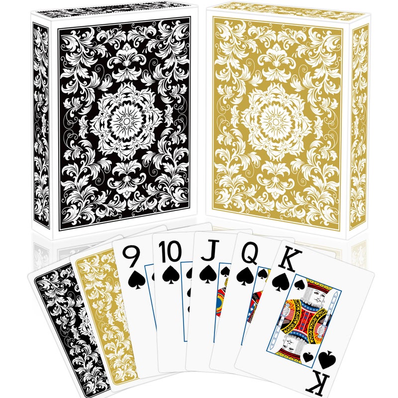 Metsyth Playing CardsDeck of CardsPlaying Card 2 PackPoker Cards SetJumbo Large Print Playing Cards for Adults SeniorsCard Games for Family Game Night Party Black and Gold - Image 3
