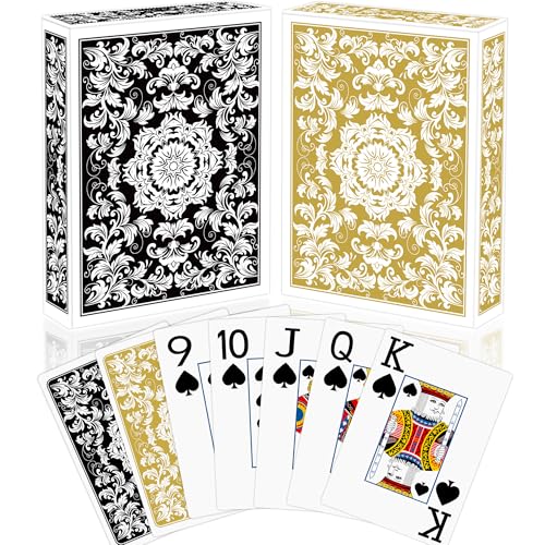 Metsyth Playing CardsDeck of CardsPlaying Card 2 PackPoker Cards SetJumbo Large Print Playing Cards for Adults SeniorsCard Games for Family Game Night Party Black and Gold - Image 1