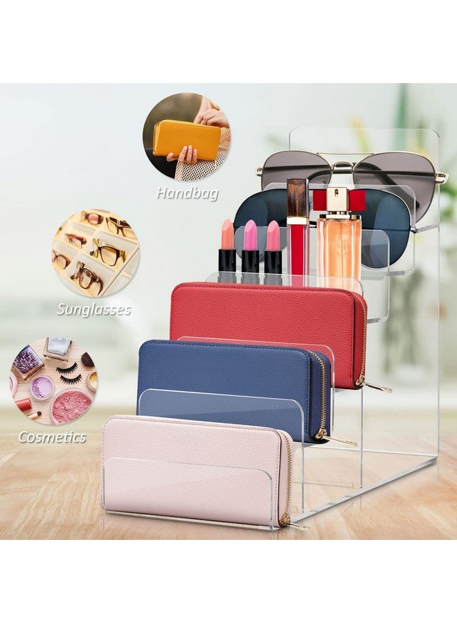 Cabilock Cabilock Purse Stands for Display, 6-Tier Acrylic Clear Display Risers 7.8" Purse Perfume Organizer Stand Holder, Clear Tiered Multi Slot Vendor Counter Table Shelf for Dessert Cupcake Jewelry Figure  - Image 3