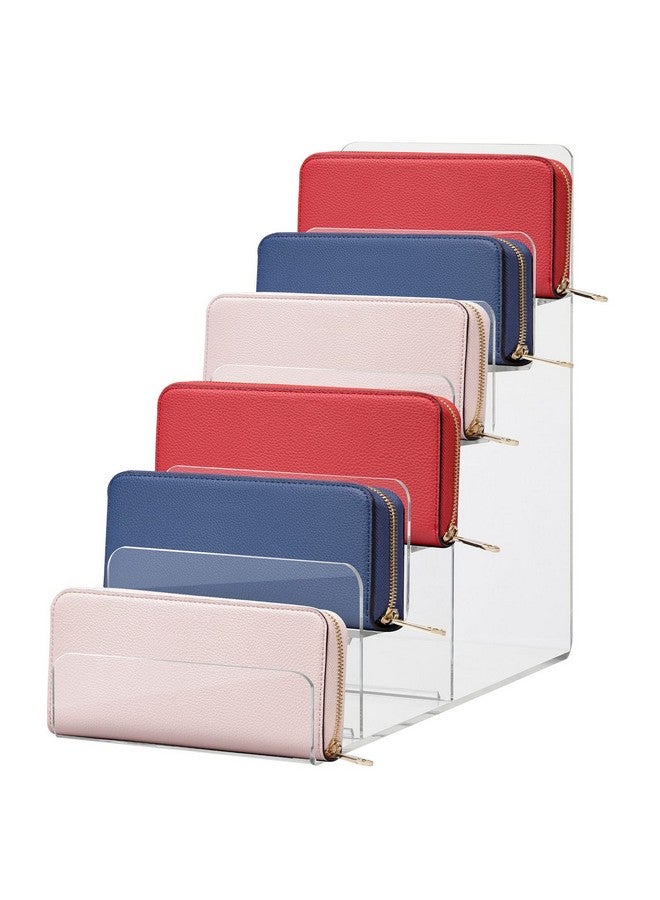 Cabilock Cabilock Purse Stands for Display, 6-Tier Acrylic Clear Display Risers 7.8" Purse Perfume Organizer Stand Holder, Clear Tiered Multi Slot Vendor Counter Table Shelf for Dessert Cupcake Jewelry Figure  - Image 1