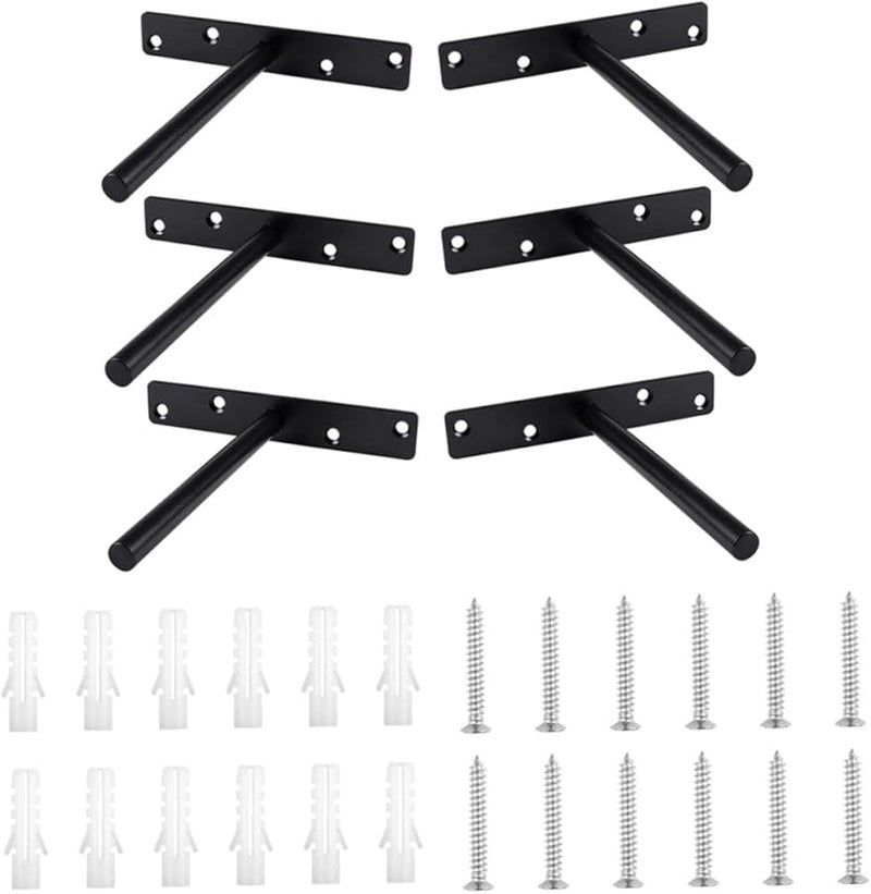Jojofuny 6 Sets Invisible Shelf Support Bracket Hidden Floating Shelf Wall Mounts Iron Construction Easy Install - Image 2