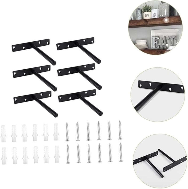 Jojofuny 6 Sets Invisible Shelf Support Bracket Hidden Floating Shelf Wall Mounts Iron Construction Easy Install - Image 3