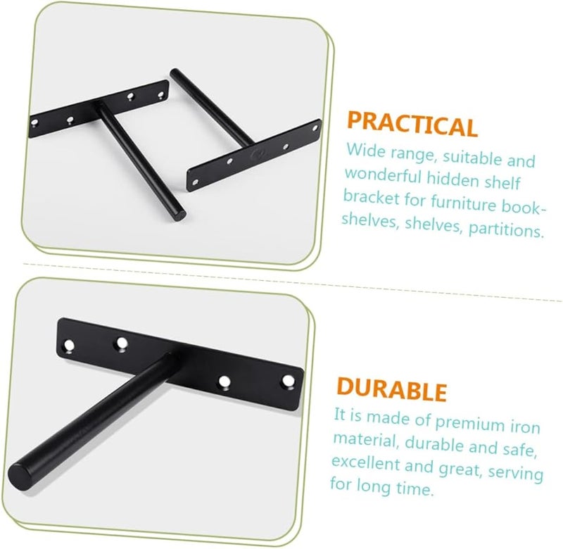 Jojofuny 6 Sets Invisible Shelf Support Bracket Hidden Floating Shelf Wall Mounts Iron Construction Easy Install - Image 4