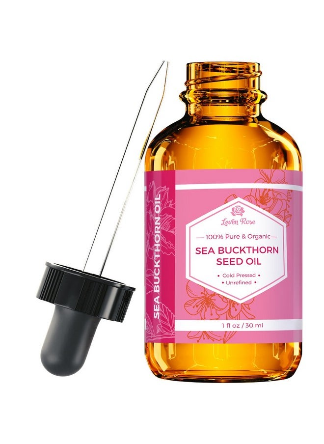 Leven Rose Leven Rose Sea Buckthorn Seed Oil, 100% Pure Unrefined Cold Pressed Anti Aging Acne Treatment for Hair Skin and Nails (1 oz)  - Image 1
