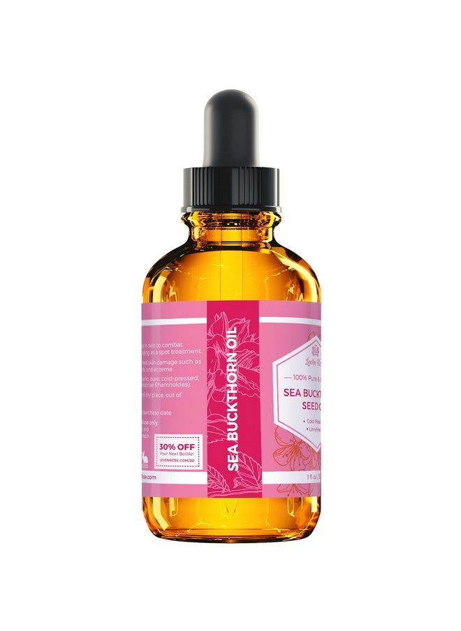 Leven Rose Leven Rose Sea Buckthorn Seed Oil, 100% Pure Unrefined Cold Pressed Anti Aging Acne Treatment for Hair Skin and Nails (1 oz)  - Image 3