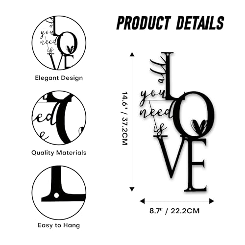 Rajukit Love Wall Decor "All You Need Is Love" Sculpture, add romantic home decoration to living room, bedroom and kitchen - Image 2