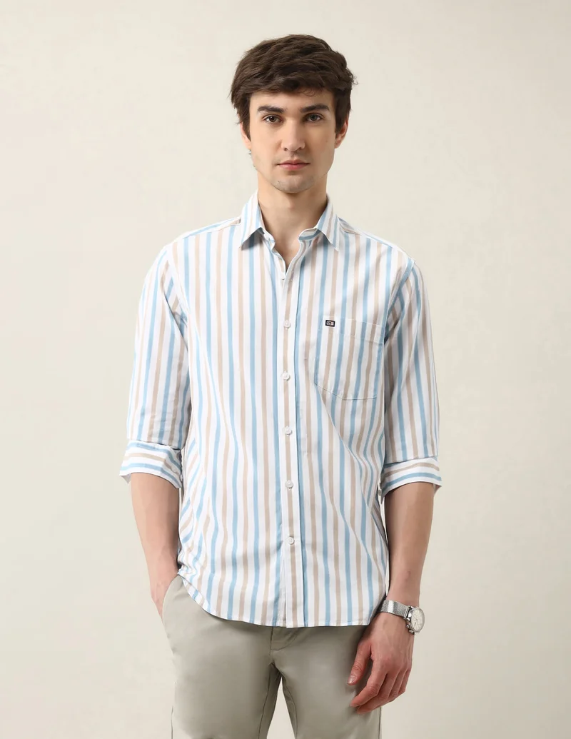 Vertical Striped Slim Fit Air Soft Shirt