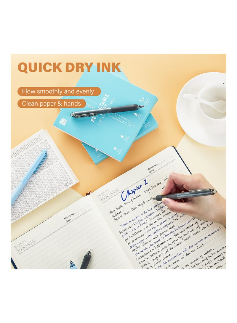 12PCS Gel Pens Set - Quick Dry 0.5mm Fine Point Retractable Rolling Ball Pens with 6 Black & 6 Blue Inks, Silent Click for Journaling, Notetaking, Drawing & Sketching, Smooth Non-Bleed Writing. - Image 4