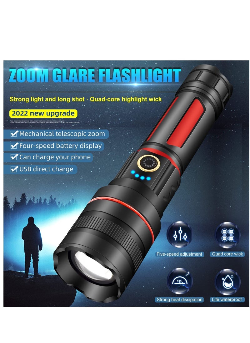 Generic - Rechargeable LED Flashlights High Lumens 120000 Lumens Super Bright Flashlight 5 Modes Zoomable IP68 Waterproof Tactical Flashlights for Emergencies and Camping - Image 1