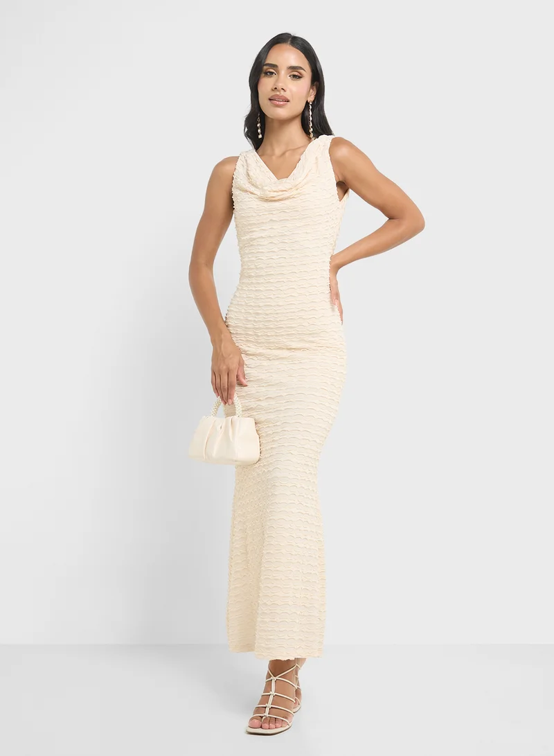 Ginger Textured Cowl Maxi Dress