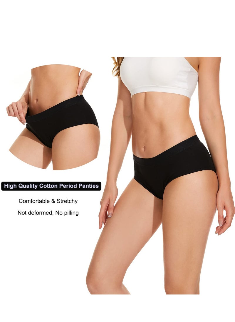 SYOSI - SYOSI 4 Pack Womens Menstrual Period Panties, Leak Proof Period Panties Super Comfy Period Panties Cotton Menstrual Panty for Teens Girls Large Black - Image 1