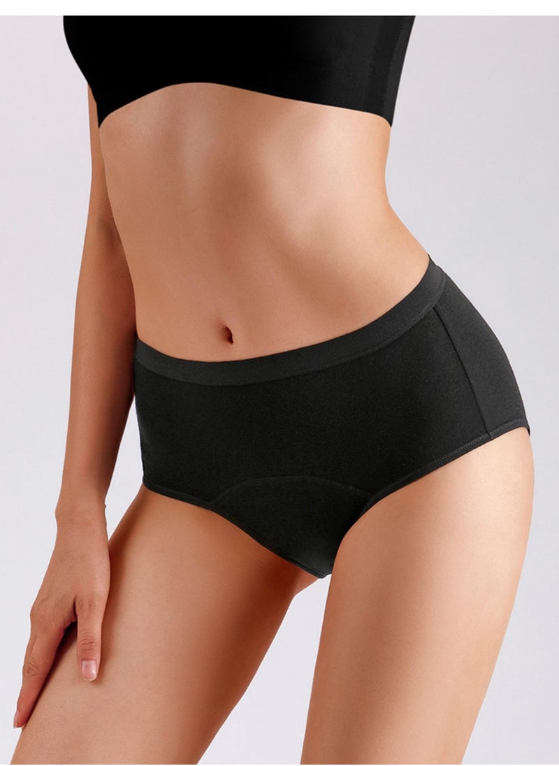 SYOSI - SYOSI 4 Pack Womens Menstrual Period Panties, Leak Proof Period Panties Super Comfy Period Panties Cotton Menstrual Panty for Teens Girls Large Black - Image 1