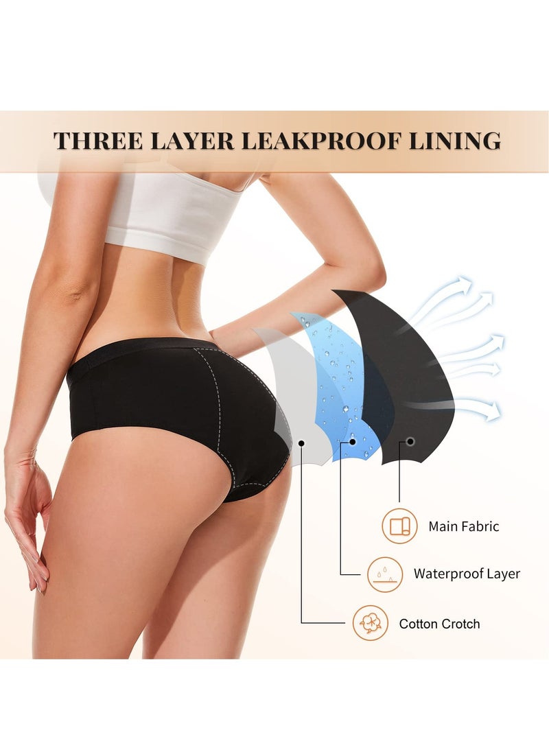 SYOSI - SYOSI 4 Pack Womens Menstrual Period Panties, Leak Proof Period Panties Super Comfy Period Panties Cotton Menstrual Panty for Teens Girls Large Black - Image 1