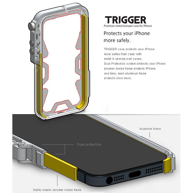 For iPhone 13 Trigger Design Hollow Metal Frame Phone Case with Lanyard(Silver) - Image 2