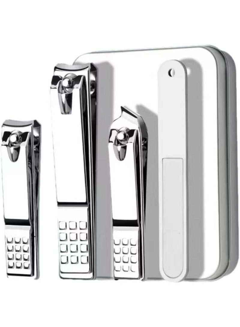 Meetion Nail clipper set, sharp large nail clipper, medium nail clipper, angled nail clipper, nail file, and exquisite box. (silver) - Image 1